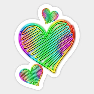 Heart Love Neon Rainbow Colors Sticker